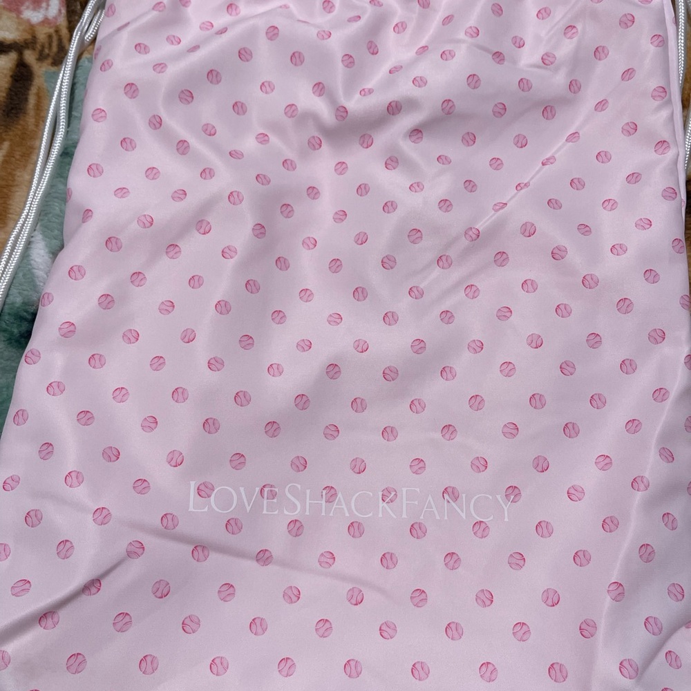 LoveShackFancy Pink Polka Dot Drawstring Bag
